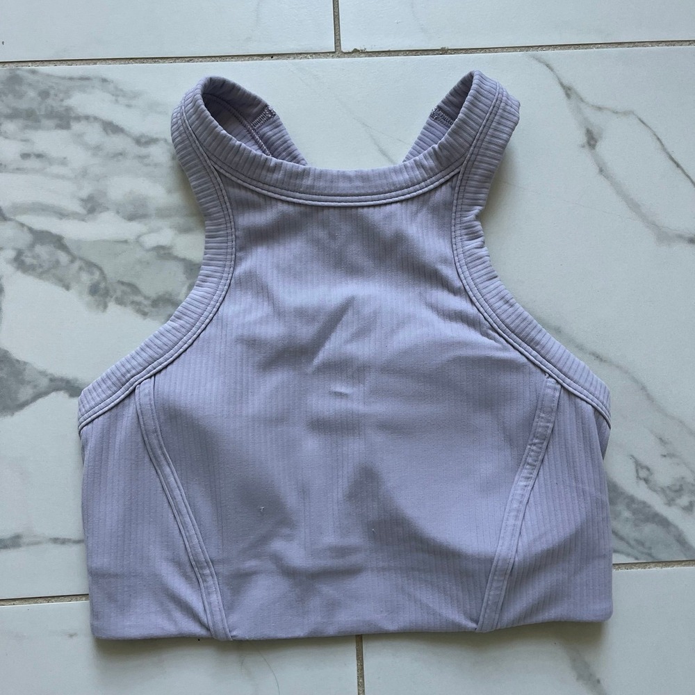 Lululemon Ribbed Nulu high-neck yoga bra Faint Lavender Sz 4